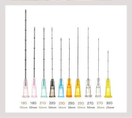 18G 21G 22G 23G 25g 27G 30G 50mm 70mm Μικροκανίλα με αμβλύ άκρο βελόνα για ενέσιμο υαλουρονικό οξύ
