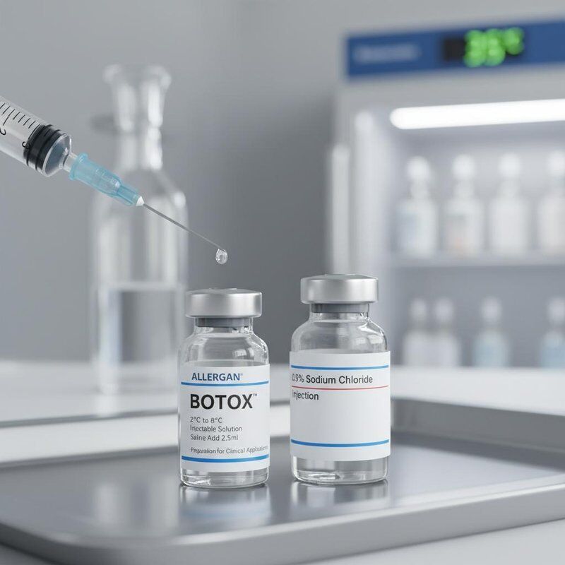 2 έως 8 βαθμούς Κελσίου Allergan Botox ενέσιμο διάλυμα άλατος προσθέστε 2, 5 ml άλατο για κλινικές εφαρμογές