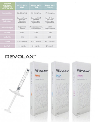 Λεπτό βαθύ υπο--q Hyaluronic όξινο διαγώνιο συνδεμένο δερμικό υλικό πληρώσεως Revolax 1.1ml